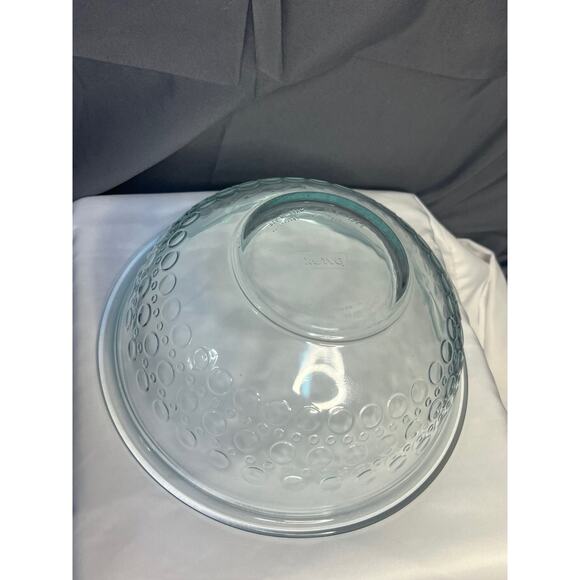 Pyrex 325 Dots Test Pattern Clear Aqua Blue Tint Glass Mixing Bowl 2.5 Quart - Picture 9 of 11